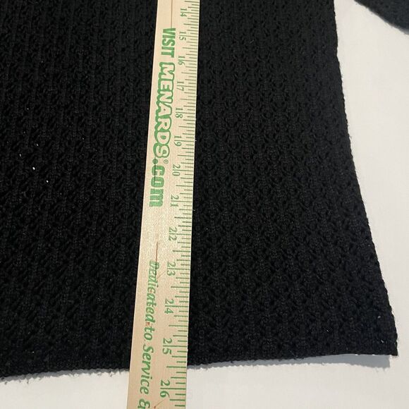 Garnet Hill Silk Cashmere Crochet Sweater Size Small Mock Neck Black Preppy - Picture 15 of 16